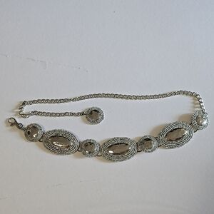 Ornate Silver Chain Belt with Adjustable Chain